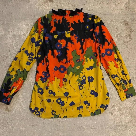 J. Crew Ruffle-Front Classic-Fit Boy Shirt in Ratti® Melting Floral Size Medium - Picture 9 of 11